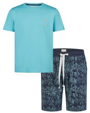 Phil & Co. Berlin Shortama Korte Pyjama Set Lichtblauw/Donkerblauw Gebloemd