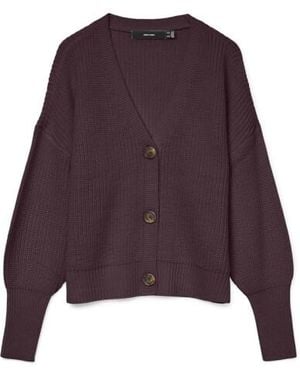 Vero Moda Vmlea Ls V-Neck Cuff Cardigan Noos Bordeaux - Paars