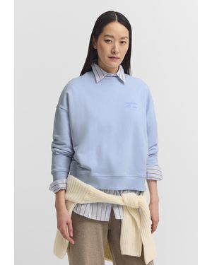 Bugatti Damen Sweatshirt Van Katoenmix Met Ronde Hals - Blauw