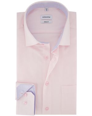 Seidensticker Overhemd Roze Regular Fit Met Borstzak