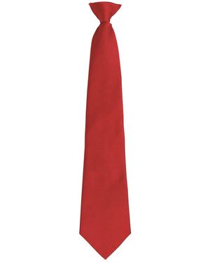 PREMIER Adult Colours Fashion Plain Clip-On Tie - Red