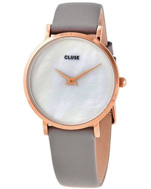 Cluse Grijze Leren Horloge - Metallic