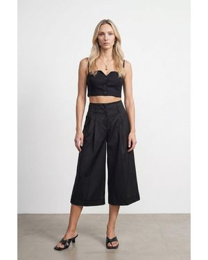 Dilvin Hoge Taille Wijde Crepe Culottes - Wit