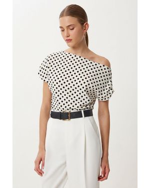 Happiness İstanbul Off-Shoulder Polka Dot Poplin Blouse - Multicolour