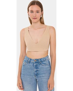 Hiccup V-Neck Sleeveless Woven Crop Top - Blue