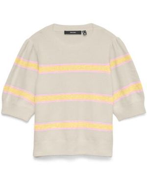 Vero Moda Vmdoffy 24 O-Neck Pullover Ga Noos Dessin - Naturel