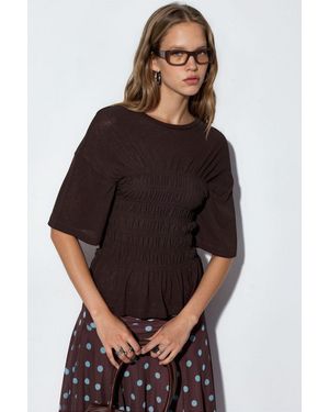 Busem Solid Crepe Frill Blouse - Black