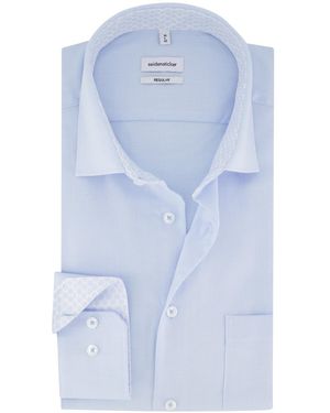 Seidensticker Regular Strijkvrij Katoen - Blauw