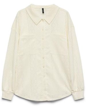 Vero Moda Vmlizzie Ls Lace Shirt Exp - Naturel