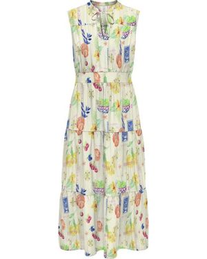 ONLY Onlnova Life Elite Uli Long Dress Aop Cloud Dance - Metallic