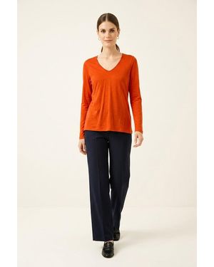 Conquista Essentiële Top Met V-Hals En Lange Mouwen Van Jersey - Oranje