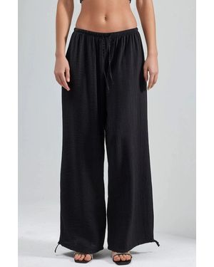 Busem Elastic Waist Trousers With Tie Detail - Black