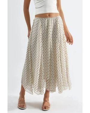 Busem Hoge Taille Polkadot Maxi Rok - Wit