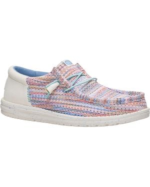 HEYDUDE Wally Funk Multi Mesh Egret/Multi Moccasins Shoes - Blue