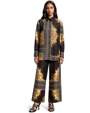 Msn-Collection Abstract Shirt Collar Co-Ord Set - Black