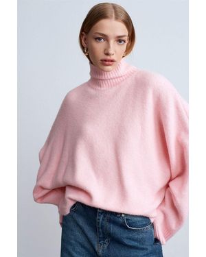Dilvin Oversized Geribbelde Coltrui - Roze