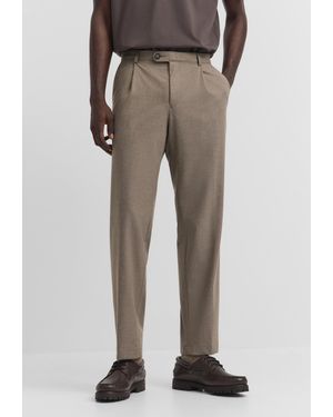Bugatti Herren Broek Met Plooien Elio Relaxed Fit - Naturel