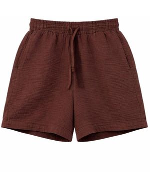 MixRay High-Waisted Textured Cotton Shorts