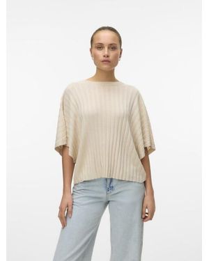 Vero Moda Vmbarbados Ss V-Back Pullover Ga Se Zand - Naturel