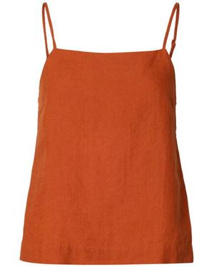 SELECTED Slflinna Linen Strap Top B 16101388 Potters Clay - Bruin