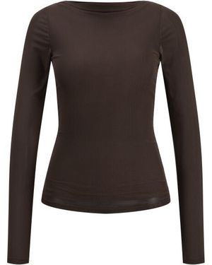 Jack & Jones Jxminna Mesh Ls Boatneck Top Wvn - Bruin