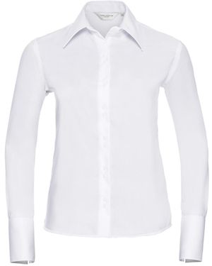 Russell Russell Collection Ultimate Non-Iron Getailleerde Overhemd Met Lange Mouwen - Wit