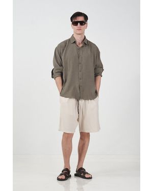 Giesto Oversized Button-Down Long Sleeve Shirt - Natural