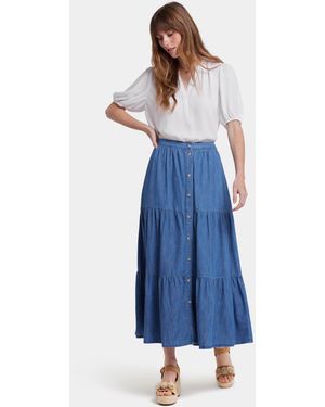 NYDJ Gelaagde Maxi Rok - Blauw