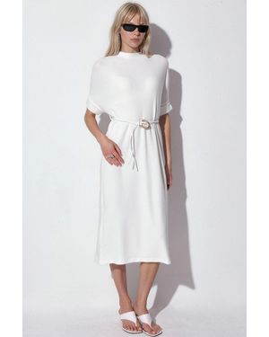 Busem Belted Ribbed Midi Dress - White