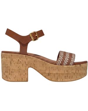 Fitflop Eloise Leren Plateausandalen Voor (Tan) - Bruin