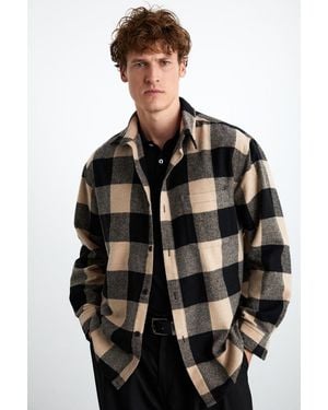 Grimelange Relaxed Plaid Button Shirt - Black