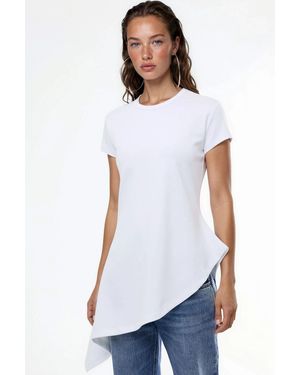 Busem Asymmetrical Short Sleeve Crew Neck T-Shirt - White