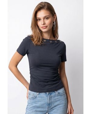 MixRay Slim Fit Bootnek T-Shirt - Blauw