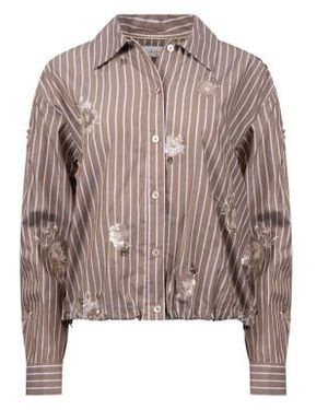 Nukus Nkf02137 340 Newport Blouse Stripe Flower Taupe/Offwhite - Roze