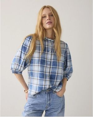 Summum 2S05-12181 490 Blouse Check - Blauw