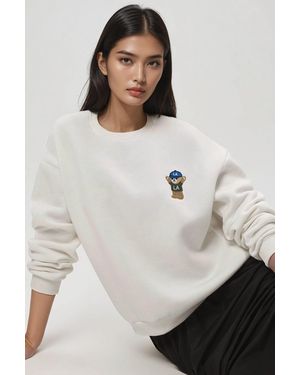 Hiccup Embroidered Cotton Sweatshirt - White