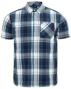 GIORGIO Geruit Herenhemd Met Korte Mouwen (Marine, Wit) - Blauw