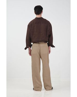 Giesto High-Waist Wide-Leg Woven Trousers - Brown