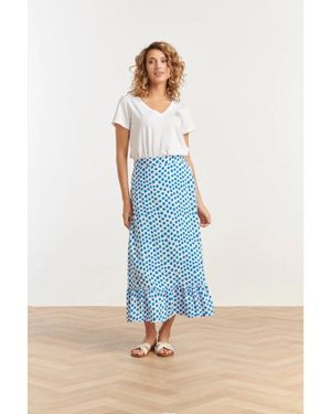 Smashed Lemon 25085 Zomer Maxi Rok Met Polkadots - Blauw