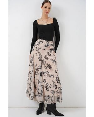 Bigdart High Waist Paisley Maxi Skirt - Natural