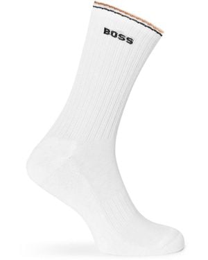 BOSS Enkelsokken Met Logo Voor (Set Van 3) - Wit