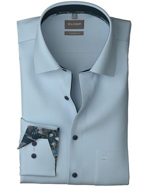 Olymp Katoenen Overhemd Wijde Fit - Blauw