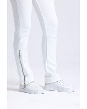 Hiccup Hoge Taille Zip Slit Sweatpants Trouserbroek - Wit