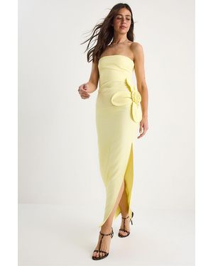 Bianco Lucci Strapless Floral Maxi Dress With Bow Detail - Metallic