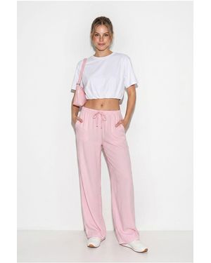 Bianco Lucci Wide-Leg Lyocell Trousers - Pink