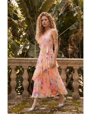 Trendyol Mi̇Lla Meerkleurig Abstract Maxi Mouwloos A-Lijn Jurken - Groen