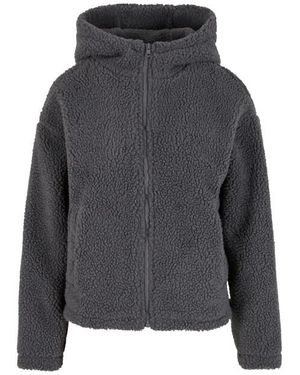 Urban Classics Sherpa Fleecejas Met Capuchon - Grijs