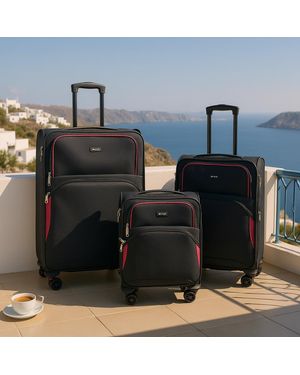 Infinity Leather Expandable Soft 8 Wheel Lightweight Suitcase Luggage Travel Bags Nylon - Blue
