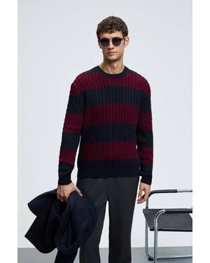 Grimelange Striped Crew Neck Jumper - Blue