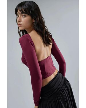 Busem Slim Fit Cropped Blouse Met Achterdetail - Rood